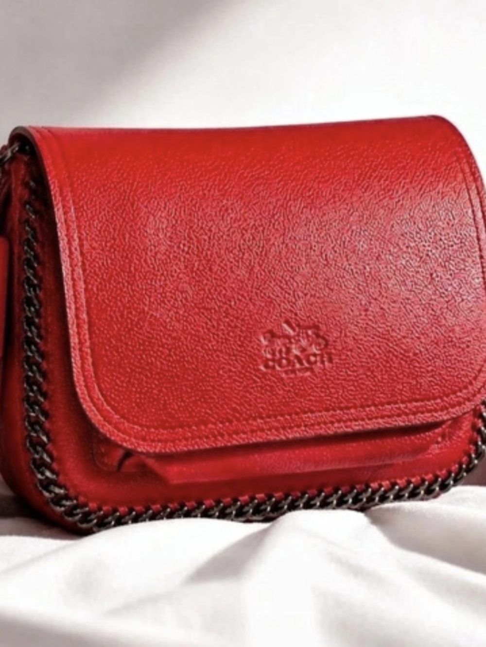 Coach Dakota Flap Crossbody Bag with Whiplash Fringe Red